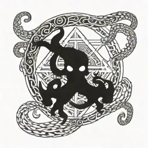 necronomicon symbol with tentacles tattoo design idea