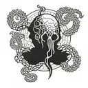 necronomicon symbol with tentacles tattoo design idea