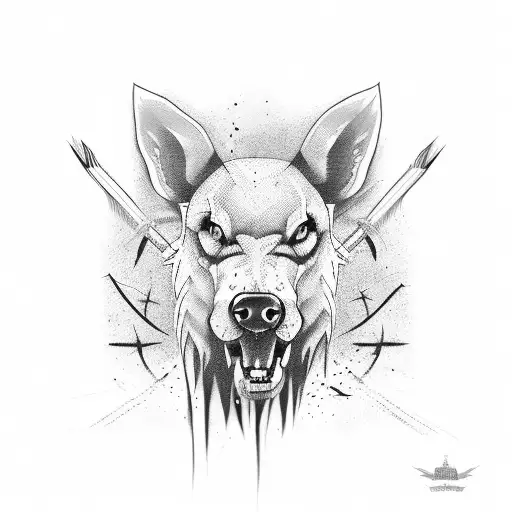 Barbed wire and animal tattoo design idea