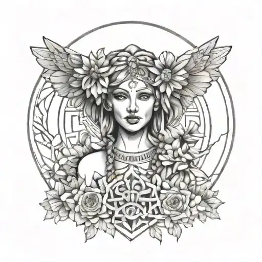freya the goddess with daisy tattoo design idea