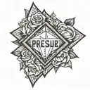 Diamond with words "you learn to live with pressure when it's the only thing you feel"  tattoo design idea