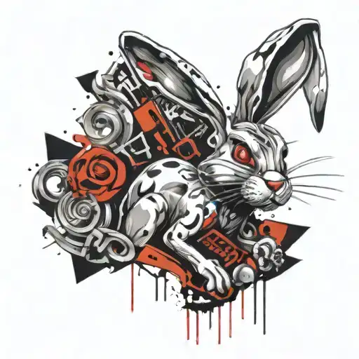 worried bugs bunny rabbit tattoo design idea