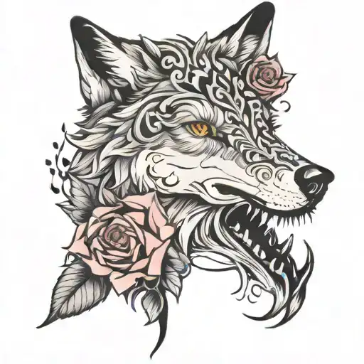 wolf and girl tattoo forearm for women  tattoo design idea