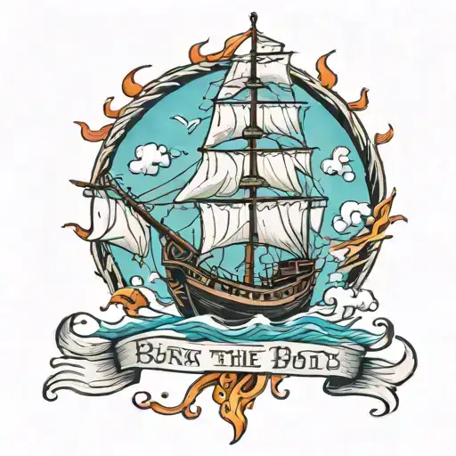 burn the boats tattoo design idea