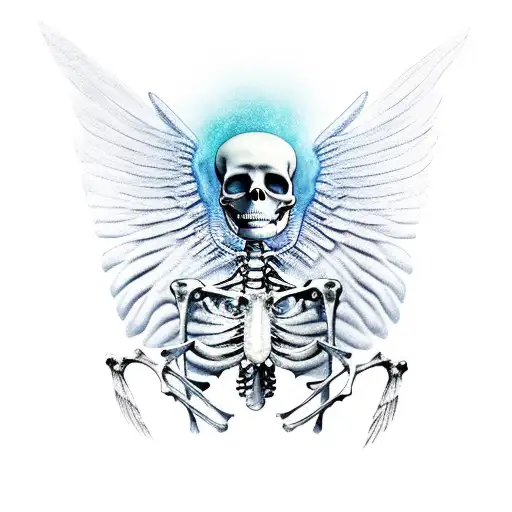 skeleton with wings  tattoo design idea