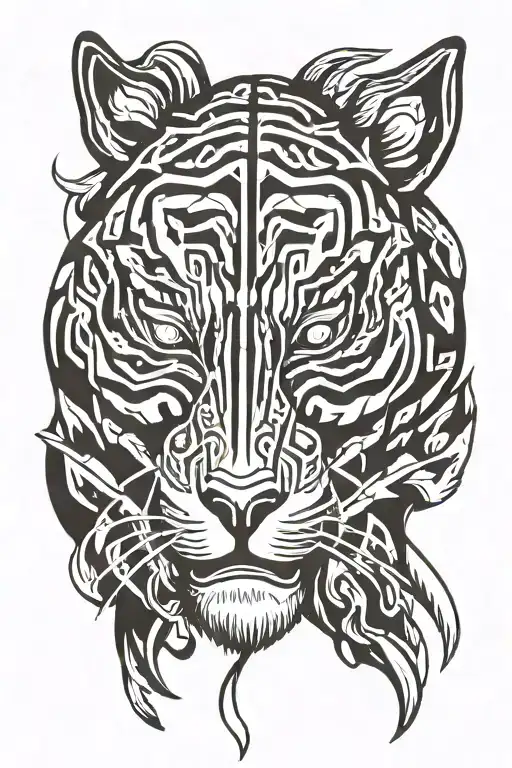 Tony's mask (raging tiger) from the game named "Hotline Miami" tattoo design idea