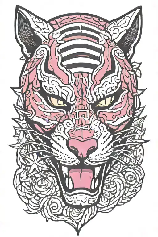 Tony's mask (raging tiger) from the game named "Hotline Miami" tattoo design idea
