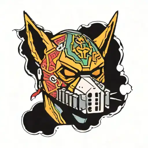Tony's mask from the game named Hotline Miami tattoo design idea