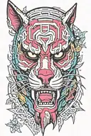 Tony's mask (raging tiger) from the game named "Hotline Miami" tattoo design idea