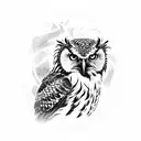 Philippine Eagle Owl standing On An Anchor tattoo design idea