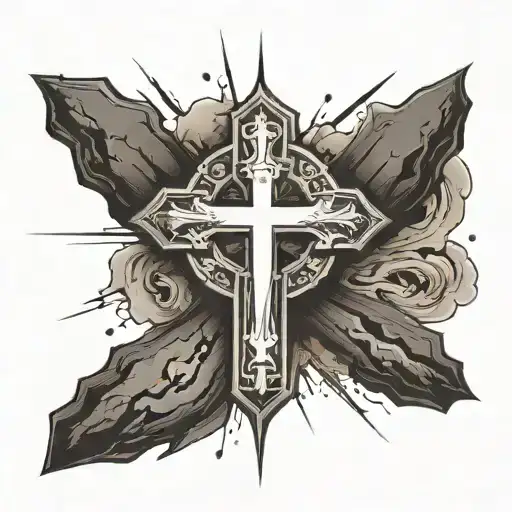 YHWY with white cross in middle faded black around  tattoo design idea