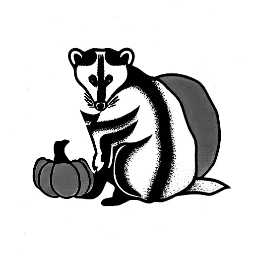 badger on pumpkin  tattoo design idea