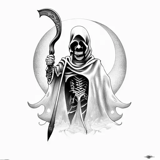 Grim Reaper with moon tattoo design idea