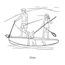 couple on paddleboards with two dogs  tattoo design idea