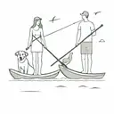 couple on paddleboards with two dogs  tattoo design idea