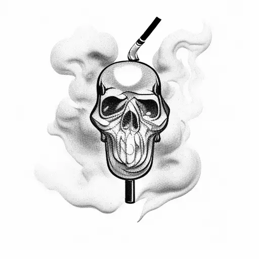 casket smoking cigarette tattoo design idea