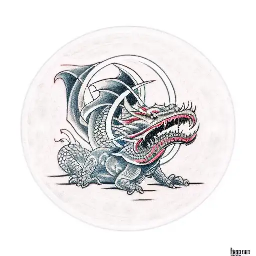 2D Ouroboros Dragon moderate detail tattoo design idea