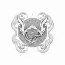 2D Ouroboros Dragon moderate detail tattoo design idea