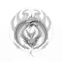 2D Ouroboros Dragon moderate detail tattoo design idea