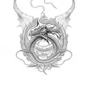 2D Ouroboros Dragon moderate detail tattoo design idea