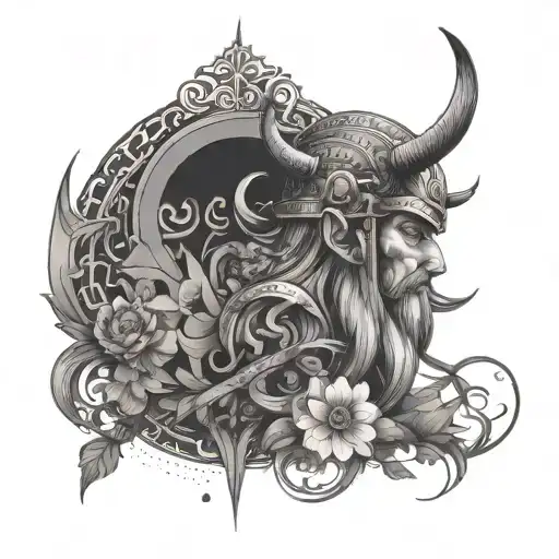 Incorporate elements of anime and viking mythology in a tattoo that pays homage to Indonesian culture  tattoo design idea