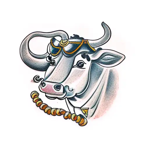 A traditional style tattoo of a handshake between a cow and a human tattoo design idea
