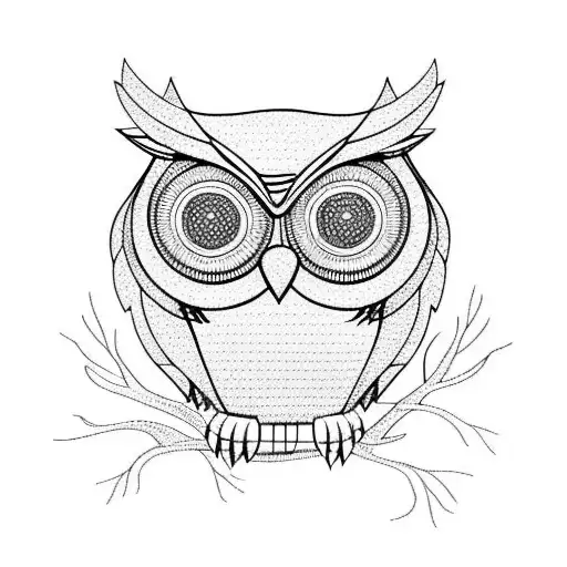 owl sitting on a branch big wings patterns around tattoo design idea