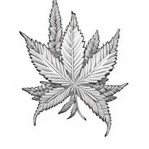 A realistic depiction of a marijuana leaf intertwined with barbed wire and surrounded by swirling galaxies tattoo design idea