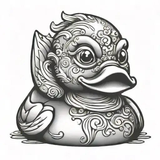 imp rubber duck toy tattoo design idea