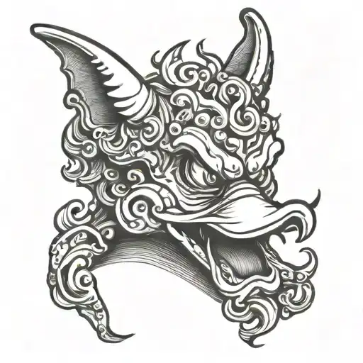 rubber duck devil with horns tattoo design idea