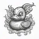 devil rubber duck toy tattoo design idea
