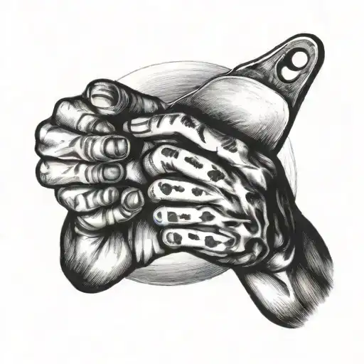 Tattoo of two hands of creation, Michelangelo, who has a cooking spatula in one hand tattoo design idea