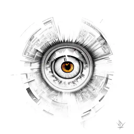 eye of hawk and big star remix tattoo design idea
