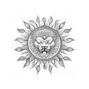  sun lion sunflower leo tattoo design idea