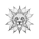  sun lion sunflower leo tattoo design idea