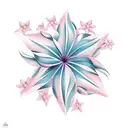 colourful pink star jasmine flower tattoo design idea
