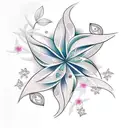 colourful pink star jasmine flower tattoo design idea