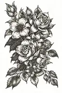 A bouquet of flowers using January, March, June, July and Mays birth flower. tattoo design idea