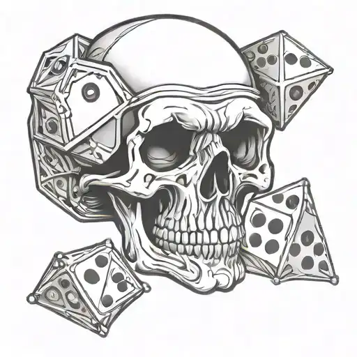 skull with  dice on its eyes  tattoo design idea