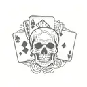 playing card with skull and dice  tattoo design idea