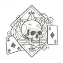 playing card with skull and dice  tattoo design idea