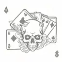 playing card with skull and dice  tattoo design idea