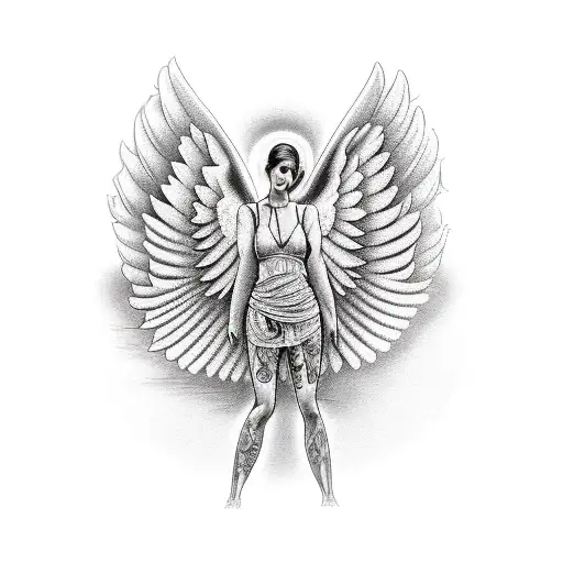 angel playing slot machine tattoo design idea