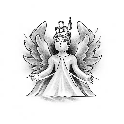 angel playing slot machine tattoo design idea
