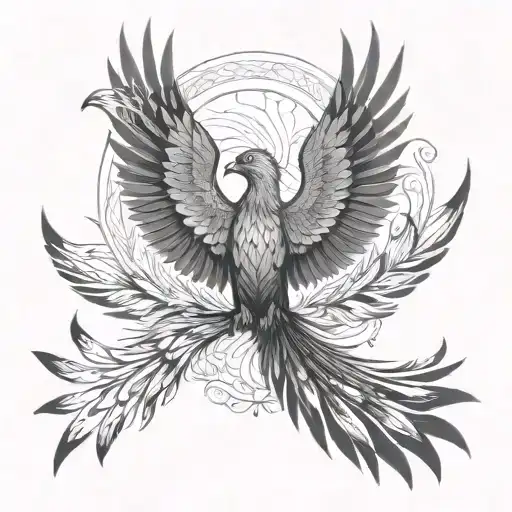 phoenix soaring symmetrical tattoo design idea