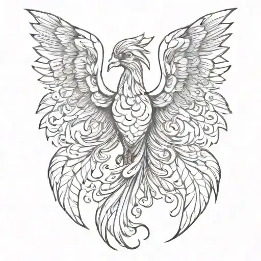 phoenix soaring symmetrical tattoo design idea