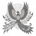 phoenix soaring symmetrical tattoo design idea