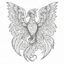 phoenix soaring symmetrical tattoo design idea