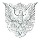 phoenix soaring symmetrical tattoo design idea