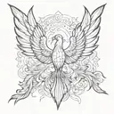 phoenix soaring symmetrical tattoo design idea